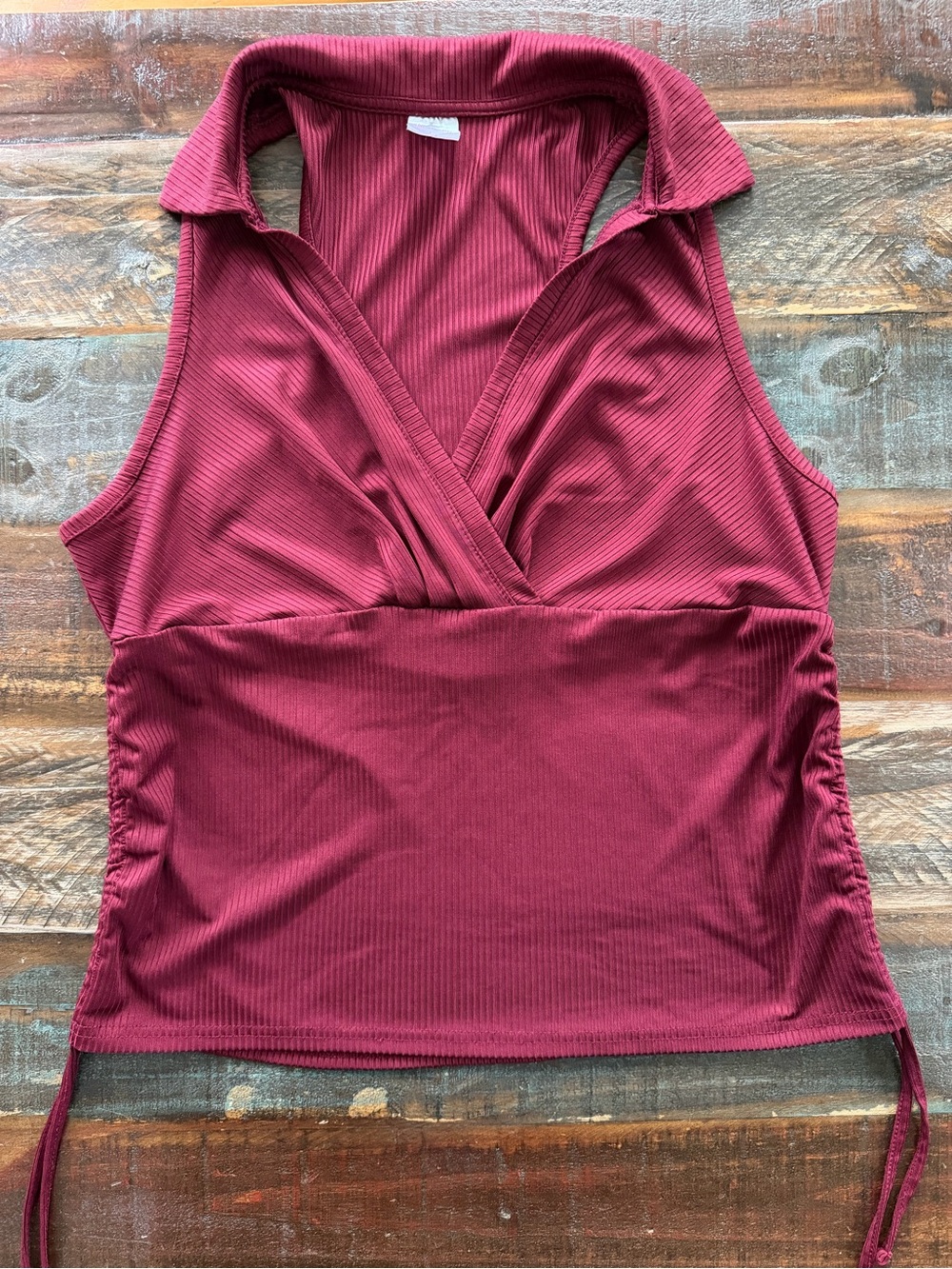 No Boundaries Women’s Junior XL Burgundy Sleeveless Polo Shirt | SKU 0165